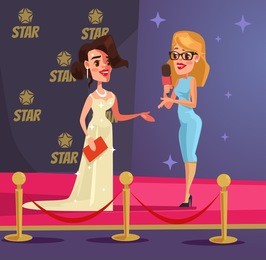 celebrity and journalist women characters. vector flat cartoon illustration