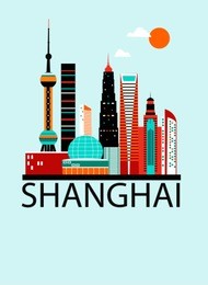 shanghai china travel background. vector