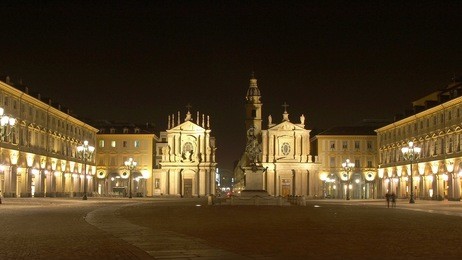 piazza san carlo in turin (torino), baroque architecture - at night