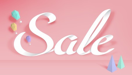 paper art of sale calligraphy hand lettering, discount concept and background, vector art and illustration.