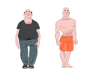 weight loss.  before and after . man weight loss, muscular guy after lose weight