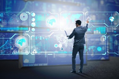 businessman searching for big data