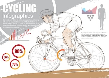 cycling sport infographic vector. hand drawn illustration of cycling sport