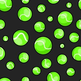 vector seamless pattern tennis balls on a dark background