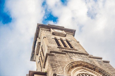 beautiful stone catholic cathedral. nha trang cathedral in nha trang, vietnam.