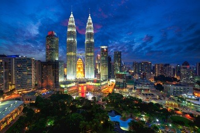 kuala lumpur skyline at dusk, kuala lumpur malaysia