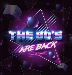 vector emblem. the 80's are back! 80's style illustration.