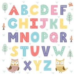 funny forest alphabet for kids. vector illustration
