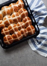 homemade hot cross buns ready for easter