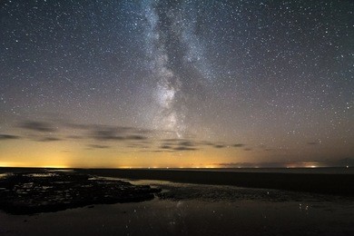 milky way on the wadden sea in sankt peter ording, north sea in germany