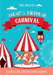 fun fair/ carnival birthday invitation template vector/illustration