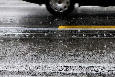rain on the wet road