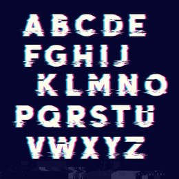 glitch displacement type letters with fault lines. vector illustration