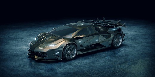 3d rendering of a brand-less generic concept car