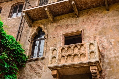juliet's balcony photographed in the summer in italy, verona