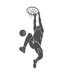 silhouette basketball player with ball on a white background. vector illustration.