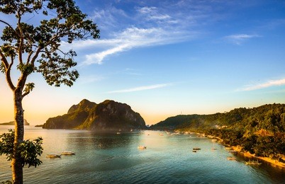 scenic view of the bay of el nido town in palawan from a viewpoint