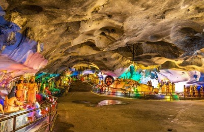 interior of the ramayana cave at the batu caves complex - kuala lumpur, malaysia