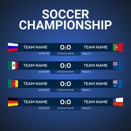 sport, football or soccer. table and list. vector illustration. soccer championship