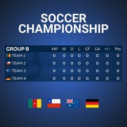 sport, football or soccer. table and list. vector illustration. soccer championship