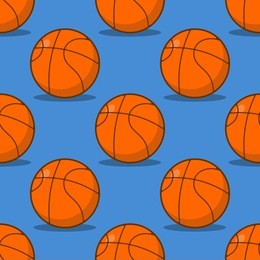 basketball seamless pattern. sports accessory ornament. basketball background. orange spherical. texture for sports team game with ball
