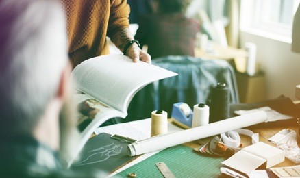 fashion designer brainstorming and sharing ideas