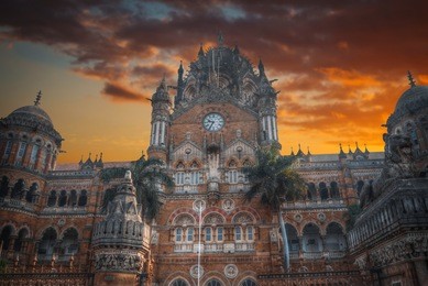 chhatrapati shivaji, the former victoria terminus - a historical railway station in the indian city of mumbai, one of the busiest in india.