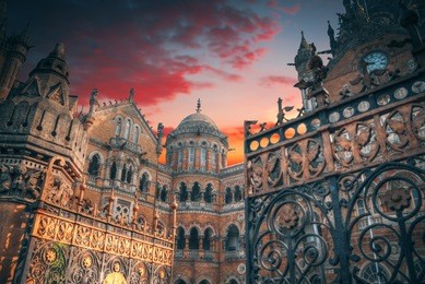 chhatrapati shivaji, the former victoria terminus - a historical railway station in the indian city of mumbai, one of the busiest in india.