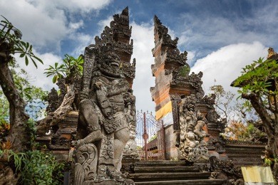 ubud/indonesia - august 25, 2016: the ubud palace on a sunny day on august 25, 2016 in ubud.