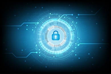 online cyber security  with lock and password for vector technology background