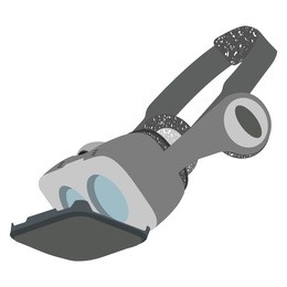 vector illustration of headset of virtual reality isolated on white background.