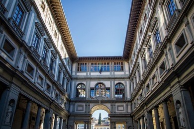 view of uffizi gallery in florence, italy