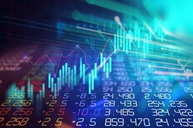 financial stock market graph on technology abstract background 