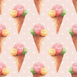 ice cream. watercolor background. seamless pattern 
