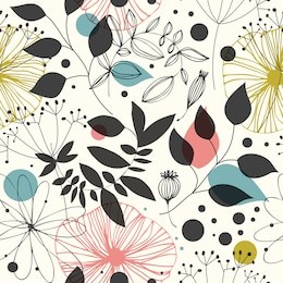 beautiful fantasy seamless pattern. decorative vector background with flowers and leaves. abstract graphic texture