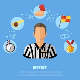 soccer and football concept with flat icons referee, ball, red card and award. isolated vector illustration