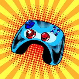 joystick comic book pop art retro style vector illustration