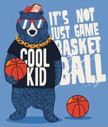 street basketball player bear vector design for kids tee