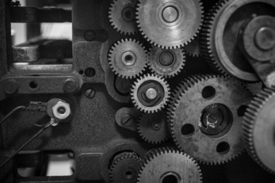 the gears of a old and vintage machine.