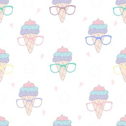 hand drawn seamless ice cream pattern vector illustration