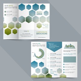 two pages, tri-fold corporate brochure design for your business reports and presentation.