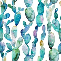 watercolor cactus seamless pattern. tropical succulent garden illustration in watercolor style.