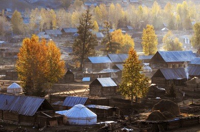 hemu village in kanas nature reserve, xinjiang, china