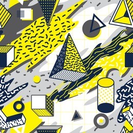 retro and trendy geometric shape memphis design seamless pattern. wallpaper background