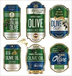 olive oil retro vintage gold and black labels collection