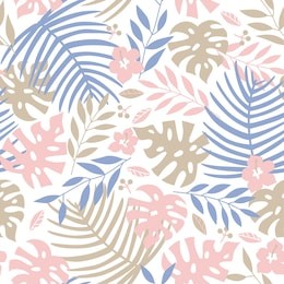 vector seamless tropical leaves pattern