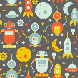 vector seamless robots pattern