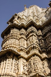 low angel view of jagdish mandir temple, udaipur, rajasthan, india
