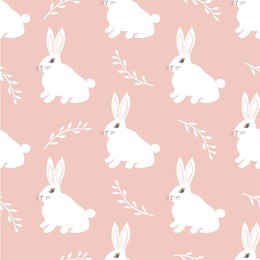 seamless hare pattern. cute little bunny on a pink background. cute rabbit vector design for fabric and decor.
