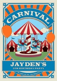 carnival/ funfair birthday invitation template. vector illustration.